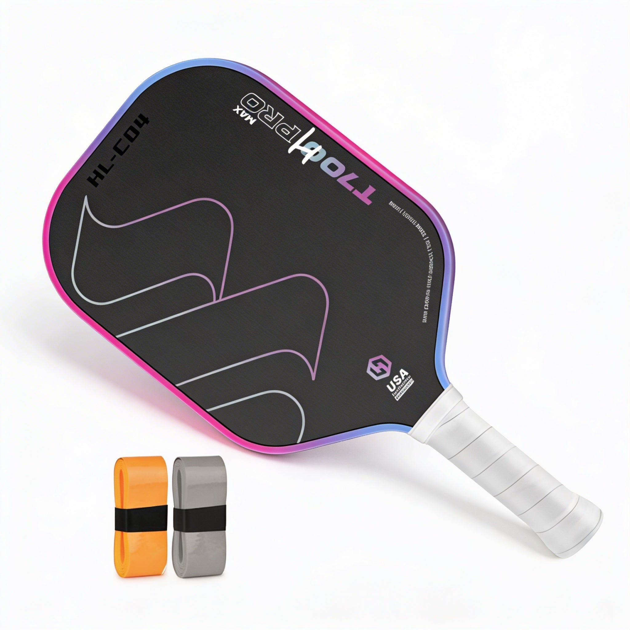 HL-C04 USAPA-certified carbon fiber pickleball paddle with balanced weight distribution and premium carbon face