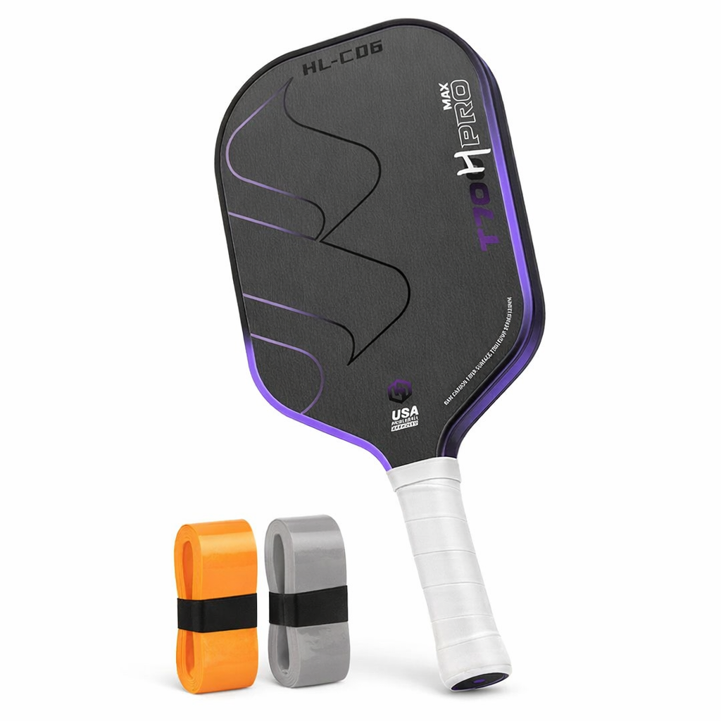  HL-C06 carbon fiber pickleball paddle with 16mm core, comfortable two-handed backhand handle and textured spin surface