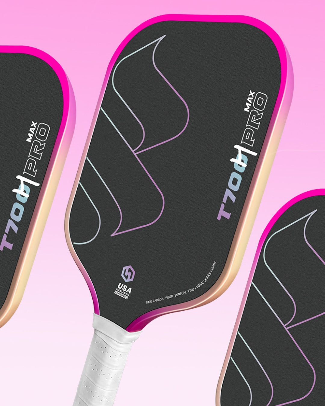 carbon fiber in a pink background showing details of the paddle