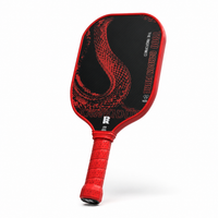 Dragon Slayer T800 carbon fiber pickleball paddle 16mm angled view showing scale texture and red edge guard