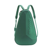 Green pickleball backpack with hard shell design, waterproof and lightweight sports bag