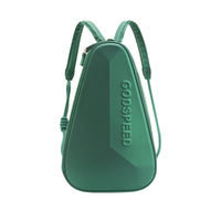 Green pickleball backpack with hard shell design, waterproof and lightweight sports bag
