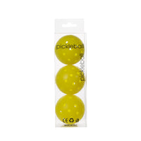 Pack of 3 yellow professional pickleball balls in a clear retail box
