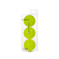 Pack of 3 green professional pickleball balls in a clear retail box