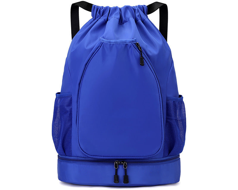 Pickleball racket bag shown in blue and off-white color options, lightweight design with secure zipper closures and fence hook compatibility