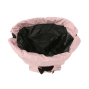Inside view of pickleball racket bag with padded paddle sections, zippered pockets, and organized accessory storage