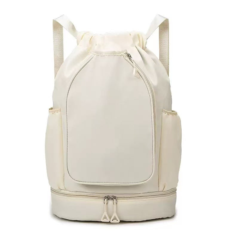 Off-white pickleball racket bag with padded compartments for up to 4 paddles, lightweight design and secure zipper closures