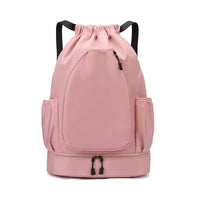 Pink pickleball racket bag with padded paddle protection, multiple zippered compartments and durable nylon construction