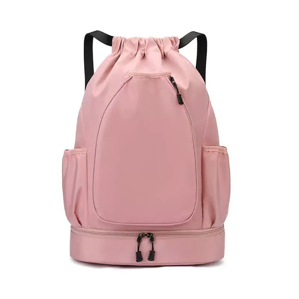 Pink pickleball racket bag with padded paddle protection, multiple zippered compartments and durable nylon construction