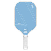 Dark blue carbon fiber 16mm training pickleball paddle with white grip, front view