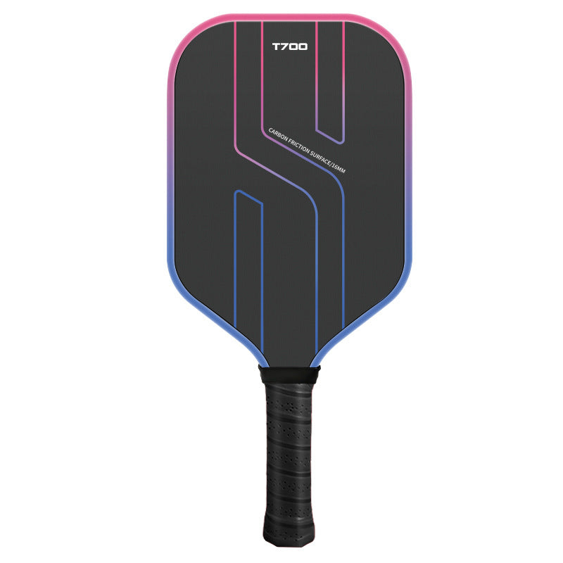 Carbon fiber pickleball paddle black perforated grip handle