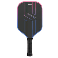 Carbon fiber pickleball paddle black perforated grip handle