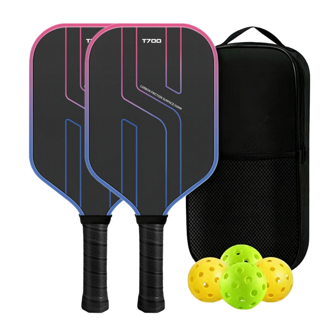 Carbon fiber pickleball set black bag with paddles and balls