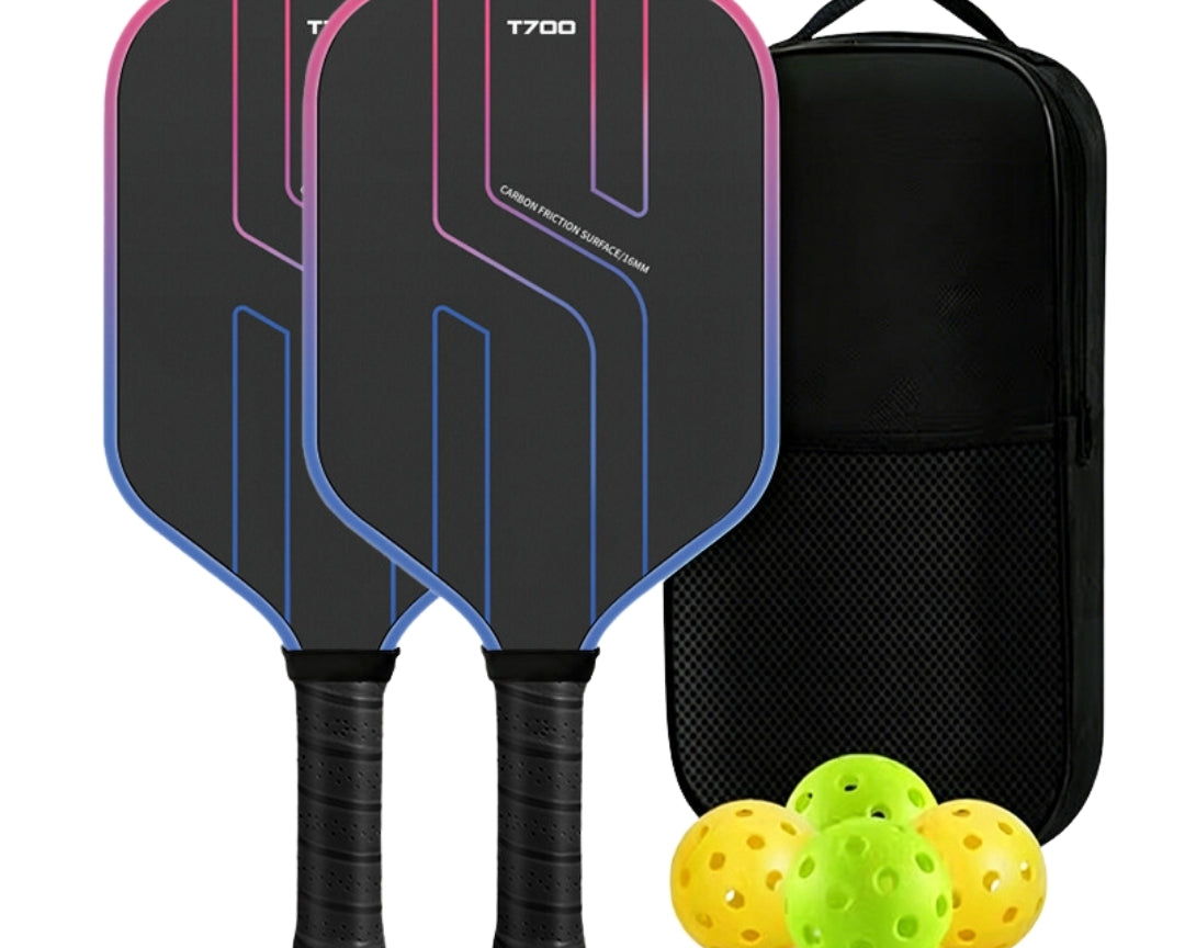 Carbon fiber pickleball set black bag with paddles and balls