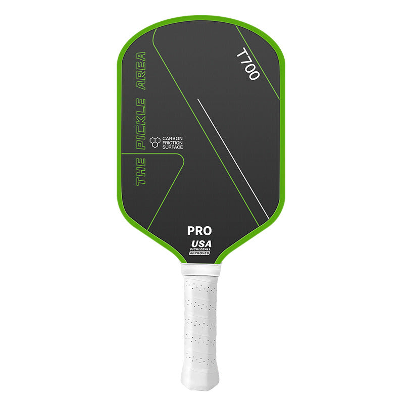 Green pickleball paddle displaying quality construction and precision engineering