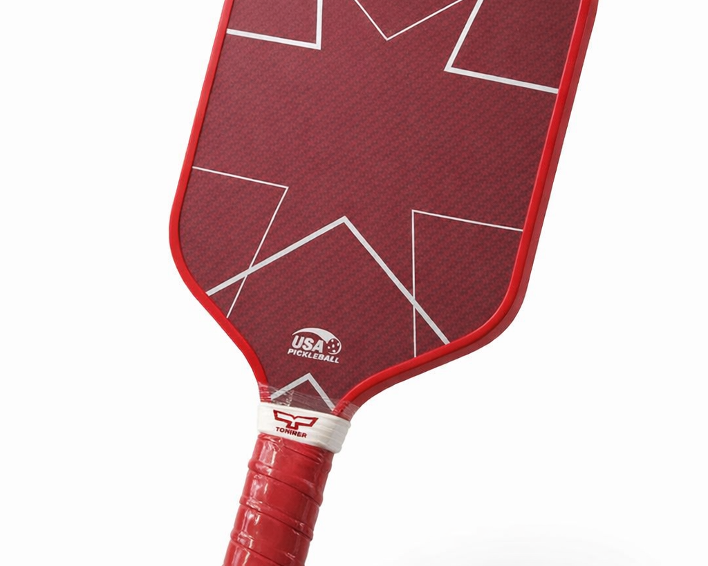 Kevlar pickleball paddle red carbon fiber geometric design front