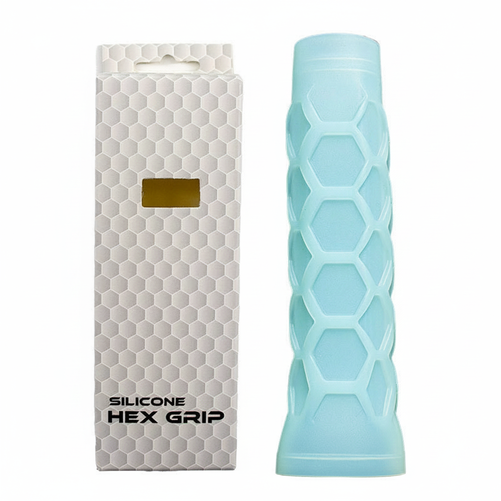 Light blue pickleball paddle grip protection with moisture management and cushioning