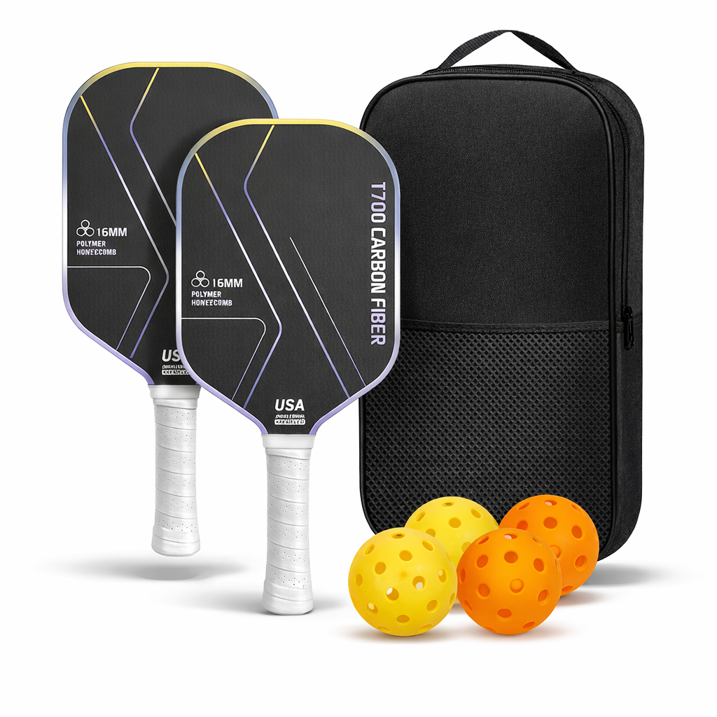 PickleballDoor pickleball bundle yellow paddles full set view