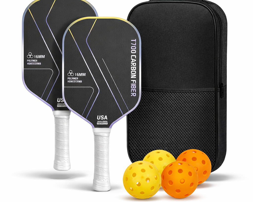PickleballDoor pickleball bundle yellow paddles full set view