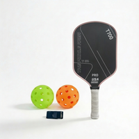 Pink pickleball paddle solo set featuring paddle, 2 balls and grip tape front view